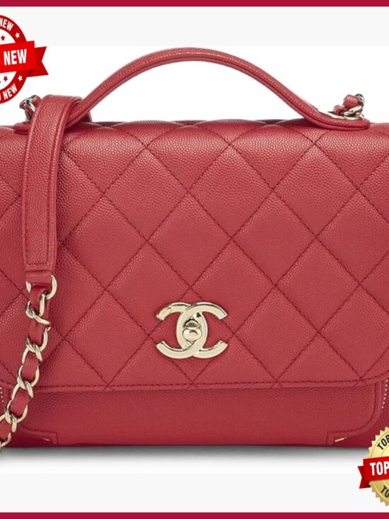 Handbags - Quilted Caviar Flap Bag with Chain Strap, Pre-Owned Luxury Satchel